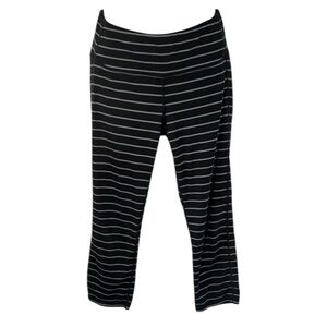 Athleta Black and Grey Striped Chaturanga Capri Leggings